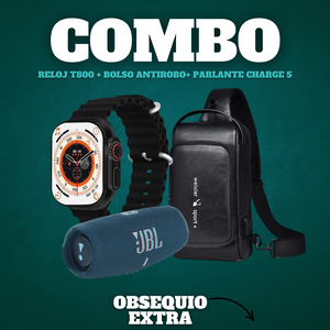 RELOJ T800 + PARLANTE + BOLSO ANTIRROBO